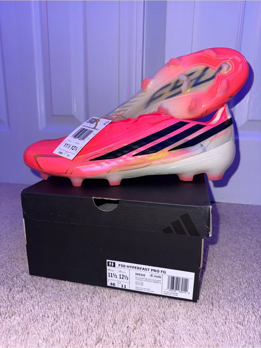Adidas F50 Hyperfast Pro FG Firm Ground Soccer Cleats Pink Size 11.5